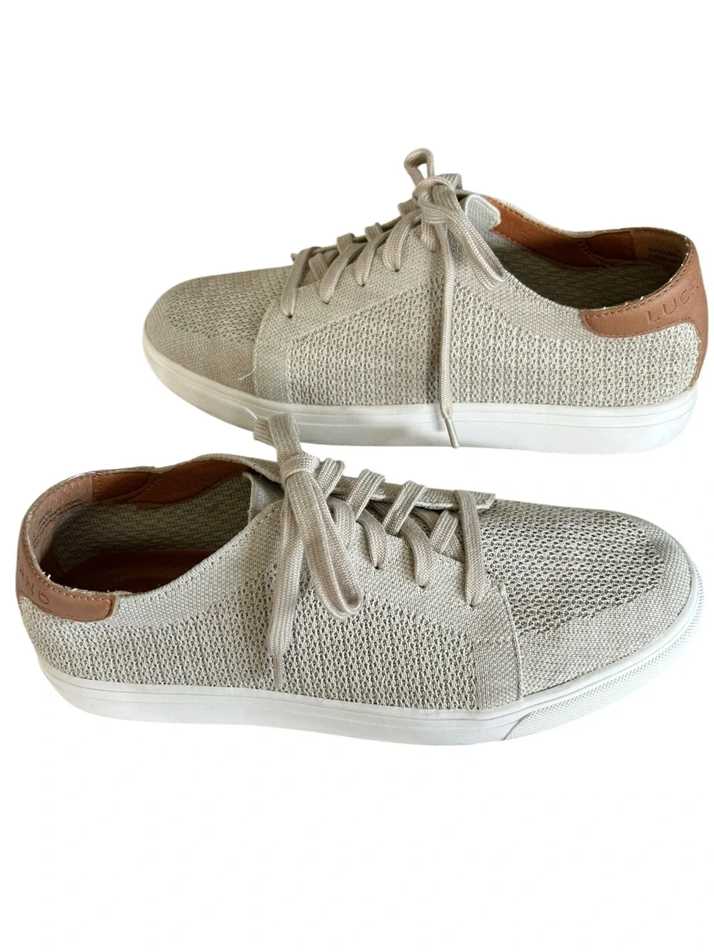 Lucky Brand Leigan  Two Tone Knit Woven Sneaker in Stucco Women Size 10